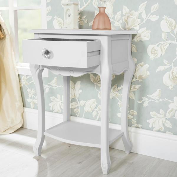 Statement Furniture Juliette Vintage Chic 1 Drawer Bedside Table with Crystal Handle