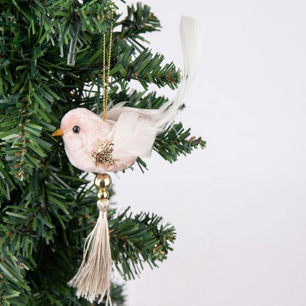 7x13cm Light Pink Robin Hanging Christmas Decorations, 3 Pack Tree Ornaments with Crown Detail image 3