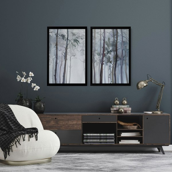 Hallway prints | Set of 2 Blue Forest wall art prints