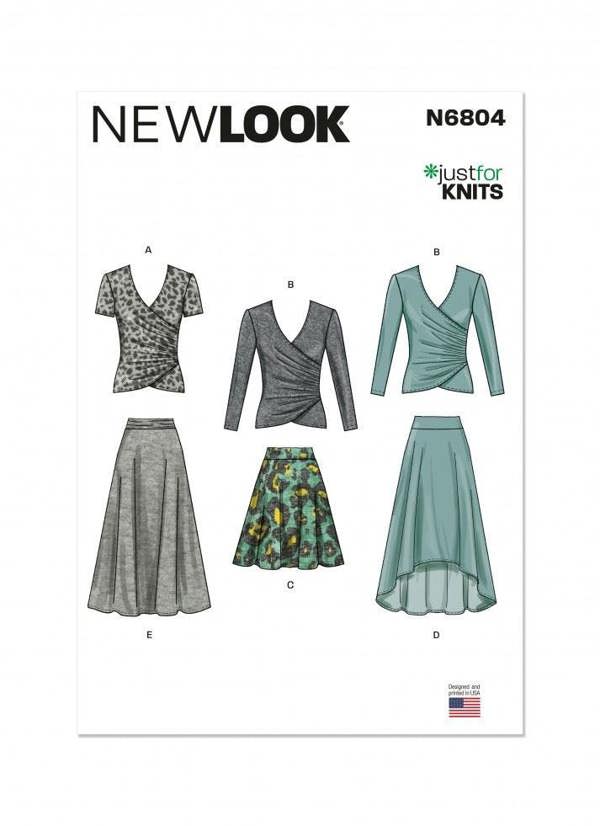 New Look Sewing Pattern 6804, Tops, Skirts for Women, A (S-M-L-XL) - Intermediate