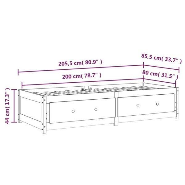 Berkfield Day Bed 80x200 cm Solid Wood Pine