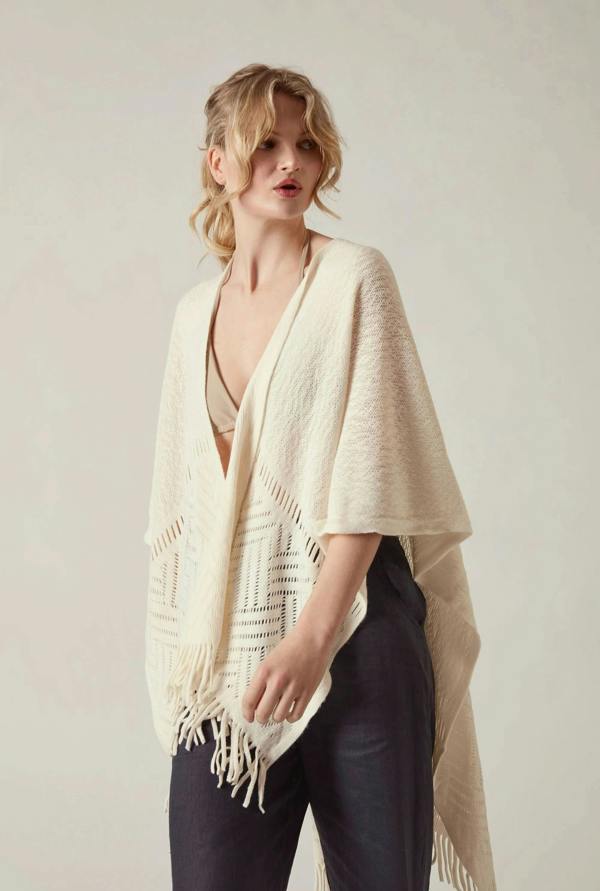 James Lakeland Cream Pointelle Knit Kaftan