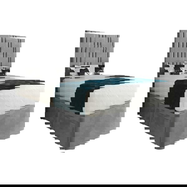 Casa Magna Marcelo Upholstered Soft Velvet Bed Frame - Grey