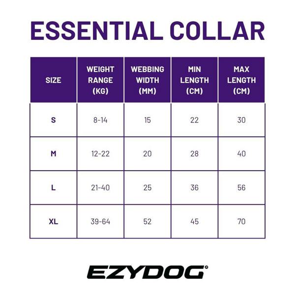 EzyDog Essential Adjustable Dog Collar in Purple