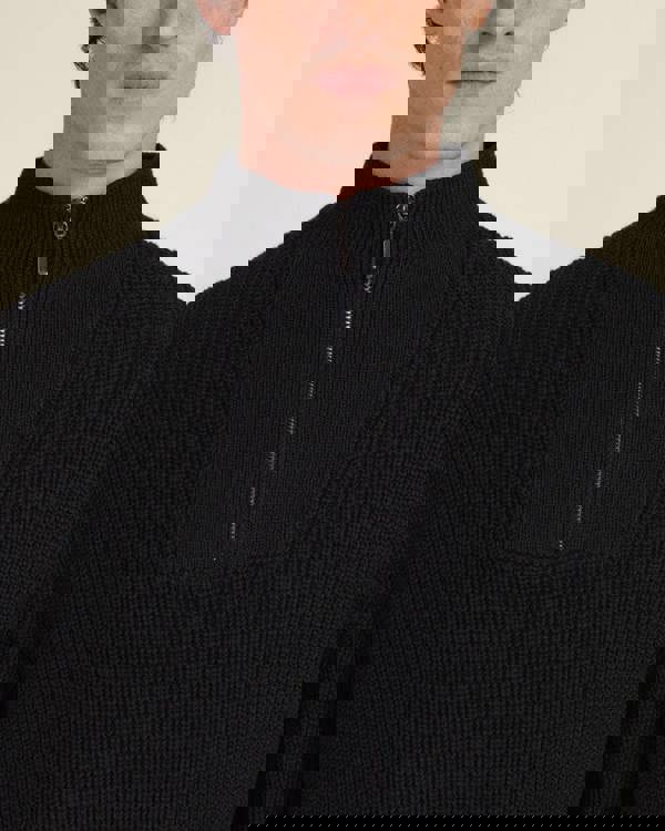 Larsson & Co Rib Panel Knitted 1/4 Zip Sweater