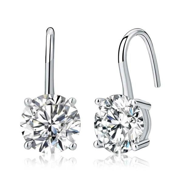 925 Sterling Silver Cubic Zirconia Solitaire Drop Earrings for Women - namana.london