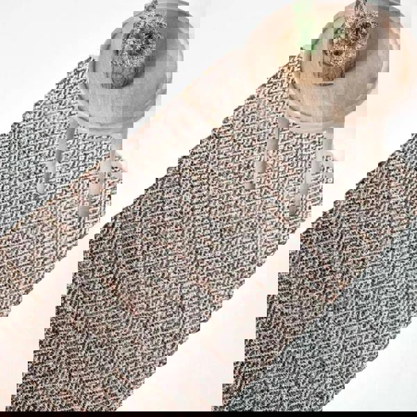 HOMESCAPES Real Leather Handwoven Diamond Pattern Rug