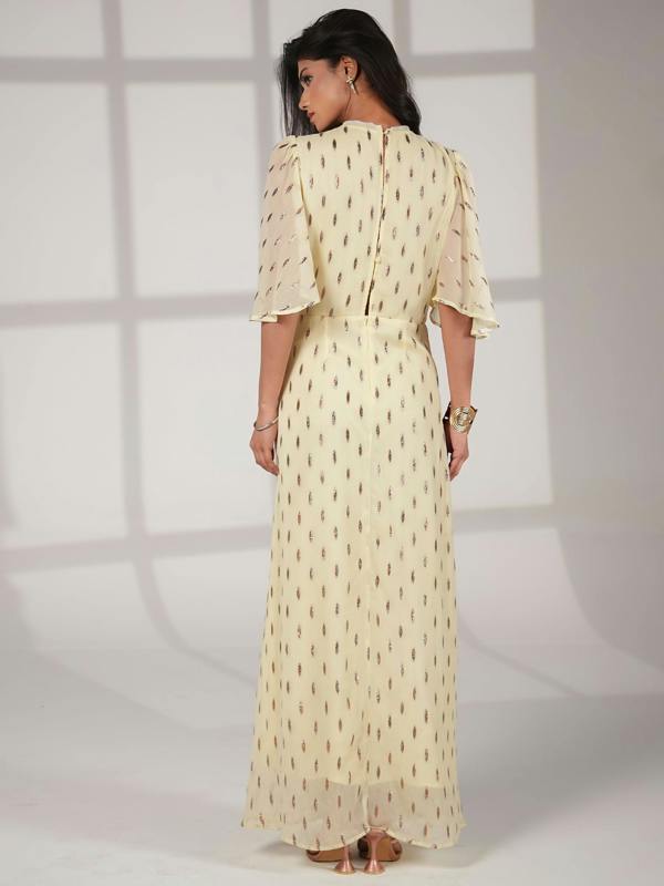 Rose & Nancy Talia Lemon Sparkle Maxi Dress