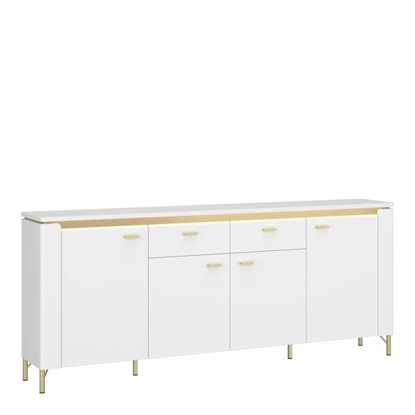Furniture To Go Lazio Sideboard 4 Door 2 Drawer in Alpine White/White Gloss