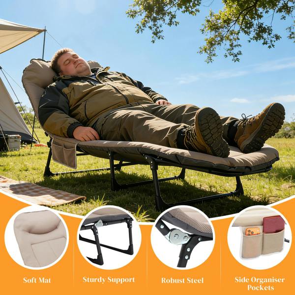 Leaper Foldable Camping Bed with Adjustable Head Rest