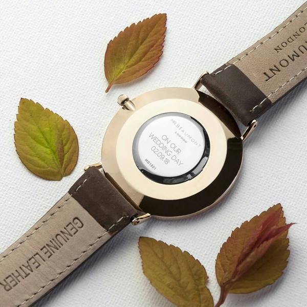 Men's Modern Vintage Personalised Leather Watch - alternative angle