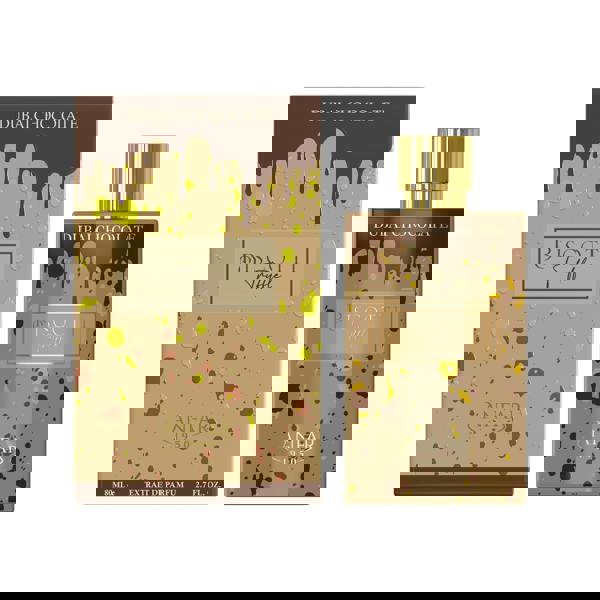 Biscotti Truffle perfume bottle and packaging with 'Dubai Chocolate' branding on a white background.