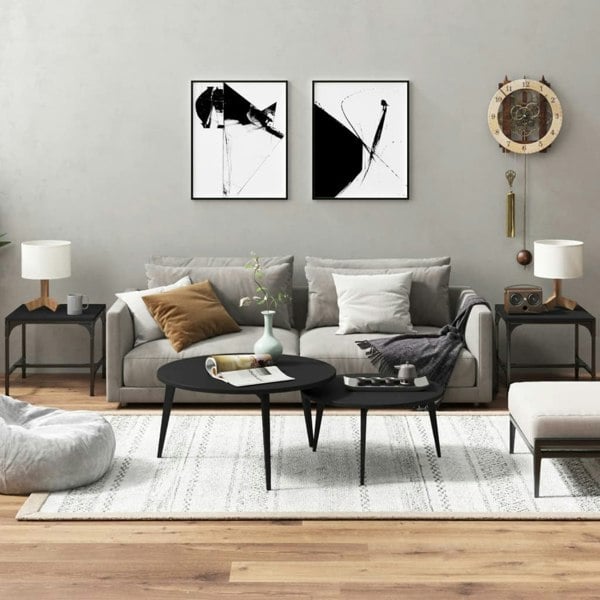 Berkfield Side Tables 2 pcs Black 40x40x35 cm Engineered Wood