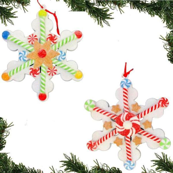 Ceramic Snowflake Hanging Decorations in Multicolour - Pack Sizes of 2 or 12 for Seasonal Display image 1