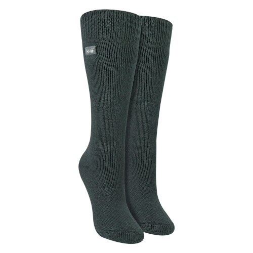 THMO Ladies Extra Long Thermal Socks Brushed Warm Winter Boot Socks Cosy - 4-8 UK - Charcoal