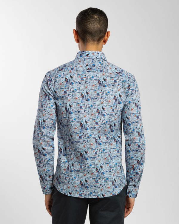 Steel & Jelly Limited Edition Abstract Retro Print Stretch Shirt