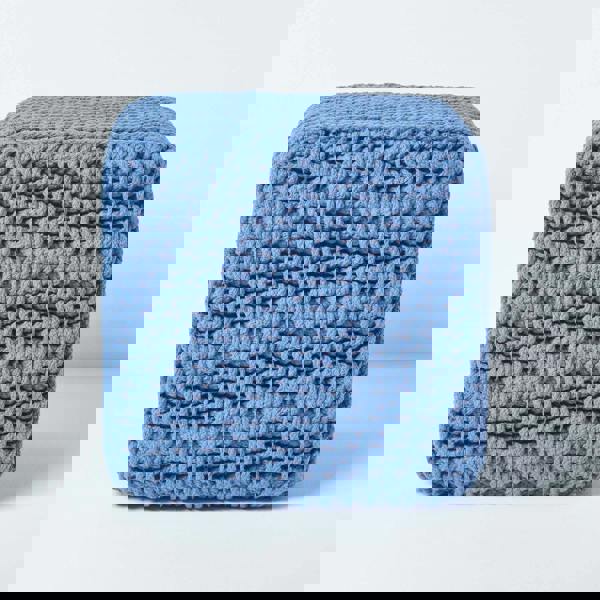 HOMESCAPES Cube Cotton Knitted Pouffe Footstool Bean Filled Hand Knitted
