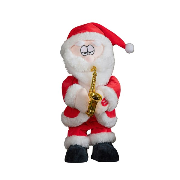 Samuel Alexander 35cm Battery Operated Animated Dancing Santa with Saxophone Christmas Decoration
