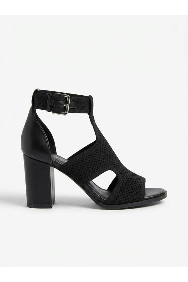 Sora Knit Vamp Block Heel Sandals - Black