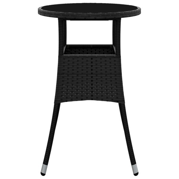Berkfield Garden Table 60x75 cm Tempered Glass and Poly Rattan Black