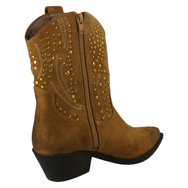 Spot On Ladies Spot On Stud Detailed Small Heel Zip Ankle Cowboy Boots F51257