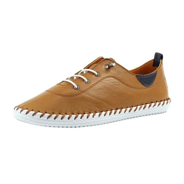 Lunar Womens/Ladies St Ives Leather Plimsolls - Tan - 