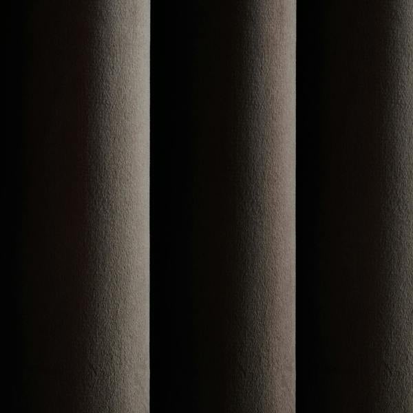 Catherine Lansfield Super Thermal Blackout Matt Velour Eyelet Curtains Chocolate