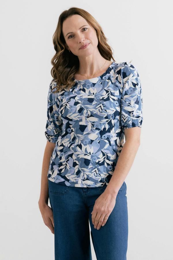 Lily & Me Meadow Printed Jersey Top Navy