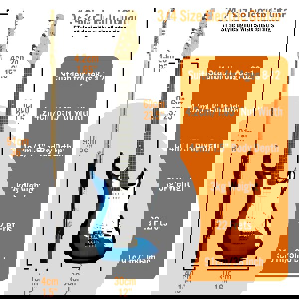 3rd Avenue 3/4 Size Electric Guitar Pack with Amp#Colour_Blueburst