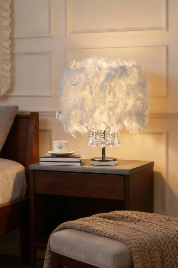 Modern Feather Bedside Table Lamp