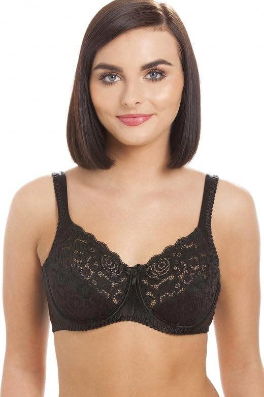 Womens Black Underwired Full Cup Lace Bra