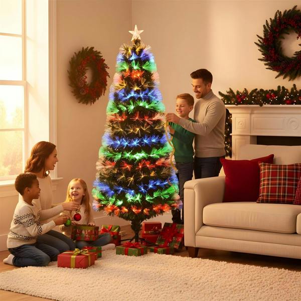 3ft Multicolour Fibre Optic Pre-Lit Christmas Tree with 8 Light Modes and PVC Tips image 9