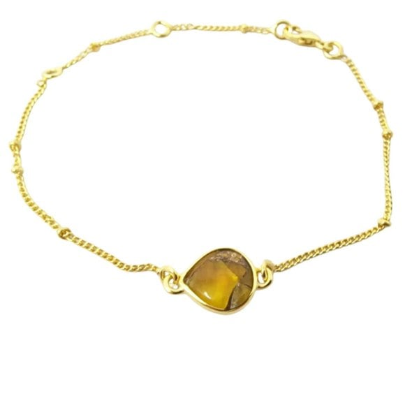 18ct Gold Vermeil Plated Adjustable Citrine November Birthstone Bracelet