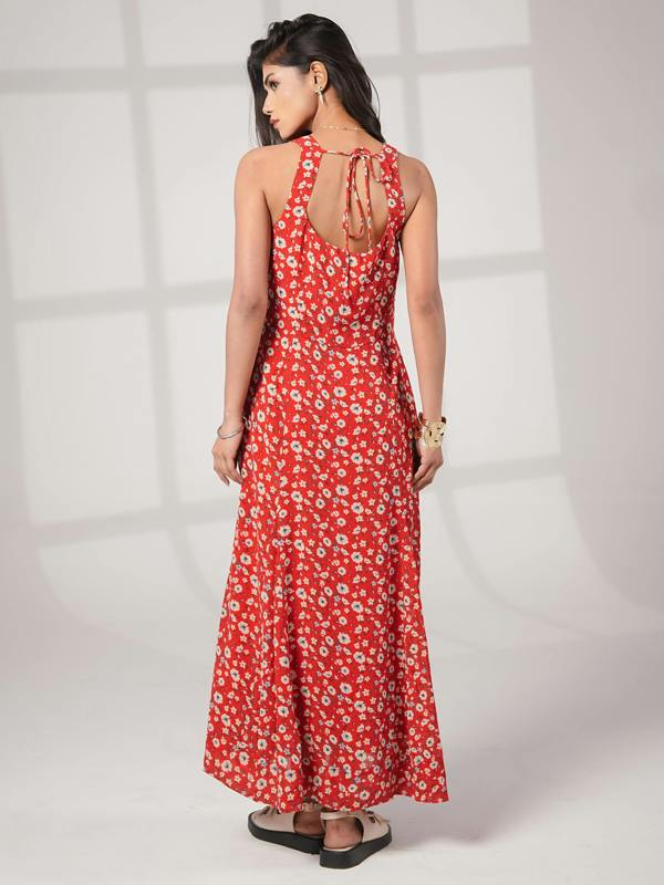 Rose & Nancy Philippa Red Floral Print Midi Dress