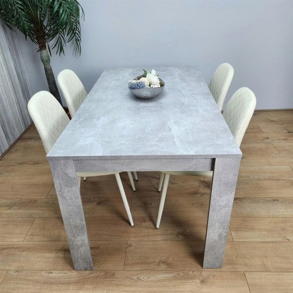 Kosy Koala Wooden Rectangle Dining Table Sets with Set of 4 Chairs, Grey and Cream