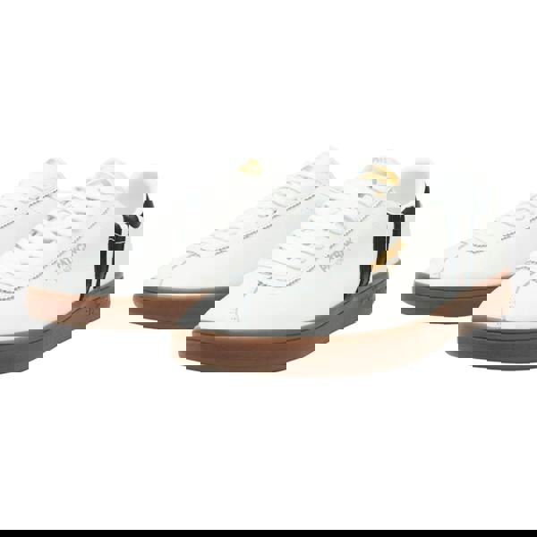 Patrick Mens Monaco Suede Cupsole Trainers - White/Black/Dark Gum