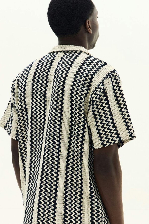 Men’s Crochet Texture Matching Shirt & Shorts Set – Boxy Fit | 100% Cotton