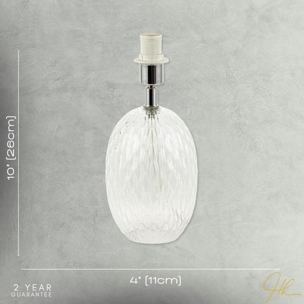Elegant Clear Glass Table Lamp Base with Textured Diamond Cut Pattern Image 7