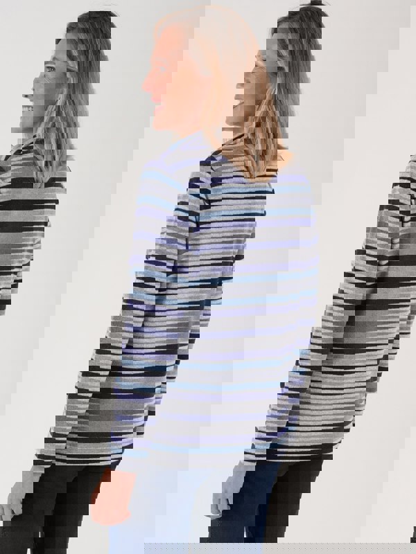 PennyPlain Stripe Zipped Funnel Neck - Navy