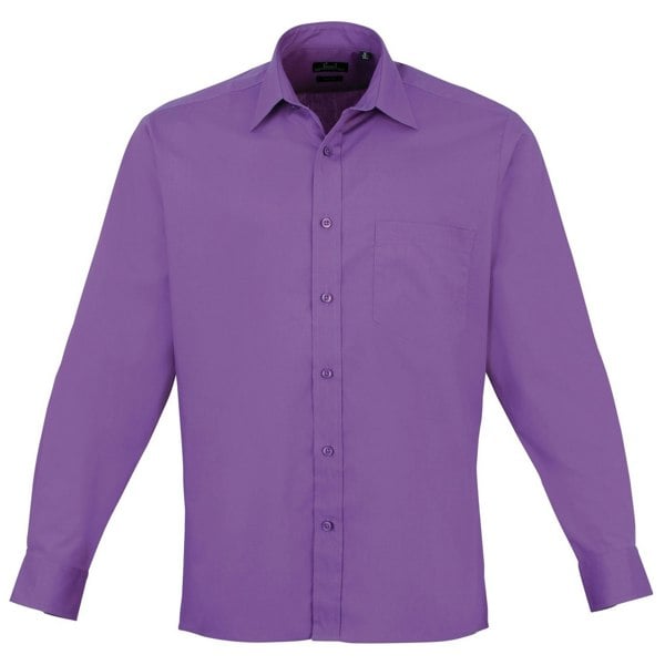 Premier Mens Premier Poplin Long-Sleeved Formal Shirt - Rich Violet