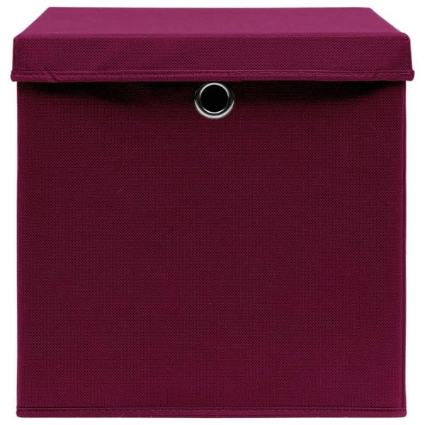 Berkfield Storage Boxes with Covers 4 pcs 28x28x28 cm Dark Red