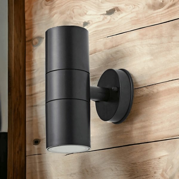 "Eclipse Duo" Black Outdoor Wall Mounted Up / Down LED Light Mains Wired IP65 - Lighting Legends