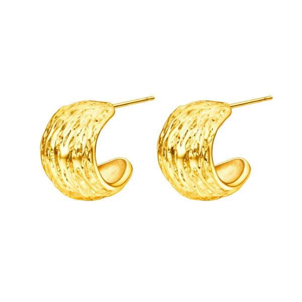 Serafina Margot Earrings - Stainless Steel Textured Chunky Half Hoop Earrings