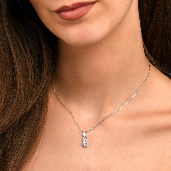 Zavana Dainty Silver Trilogy Pendant Necklace for Women