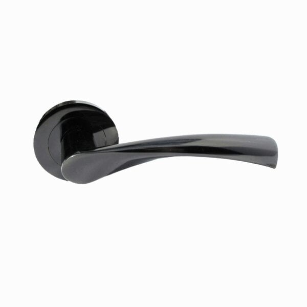 EDH Door Hardware MODERN BLACK Nickel TWIST DOOR HANDLES On Round Rose Door Handle Astrid