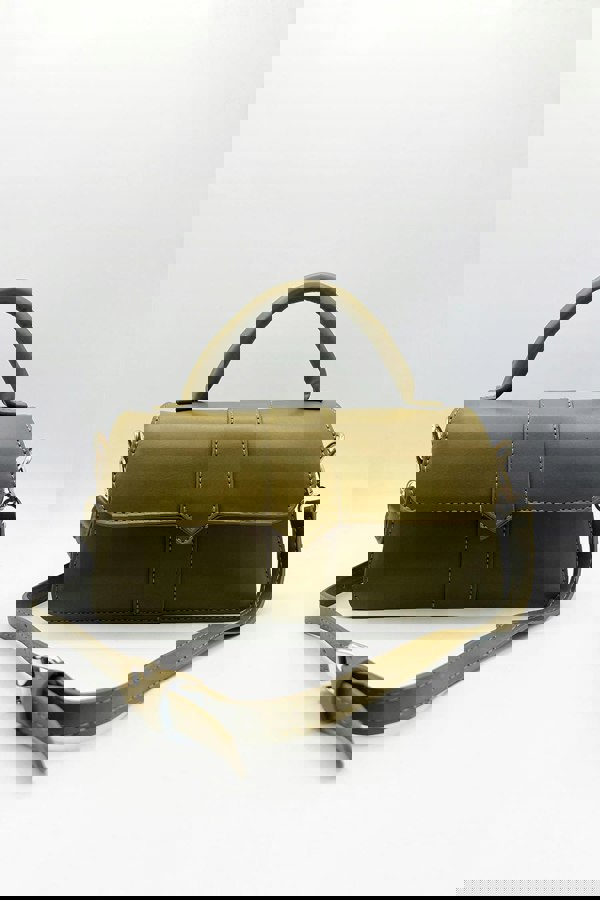 SVNX Small Crossbody Hard Top Handle Bag in Olive