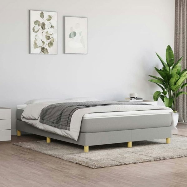 Berkfield Box Spring Bed Frame Light Grey 135x190 cm 4FT6 Double Fabric