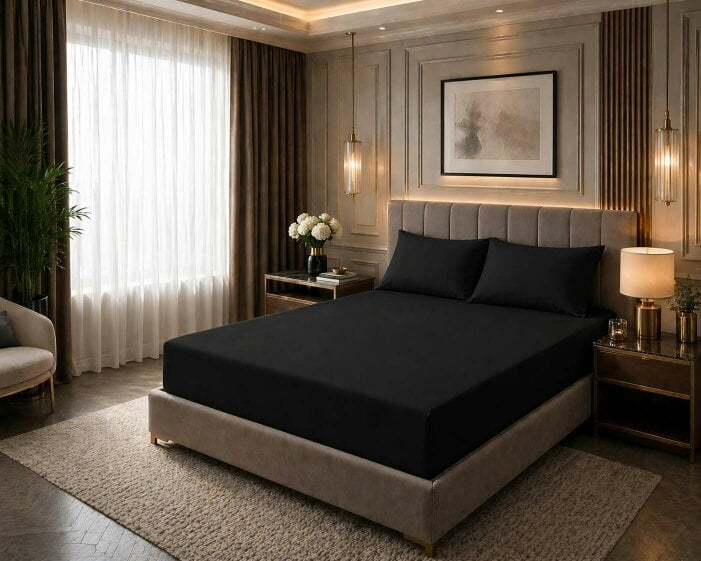 Night Zone 180 Thread Count Percale Fitted Sheet 25cm Deep – Polycotton Easy Care Bed Sheet