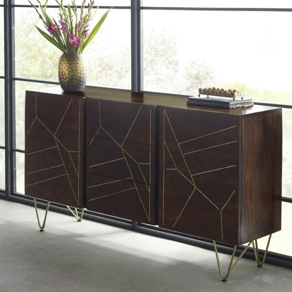 IH Design Large Sideboard with Doors and Drawers Bishop Dark Mango