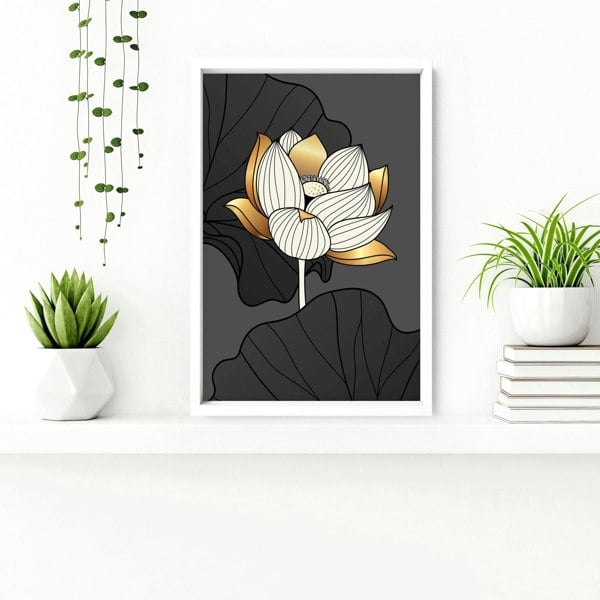 Bathroom decor black and Gold | set of 3 framed wall art